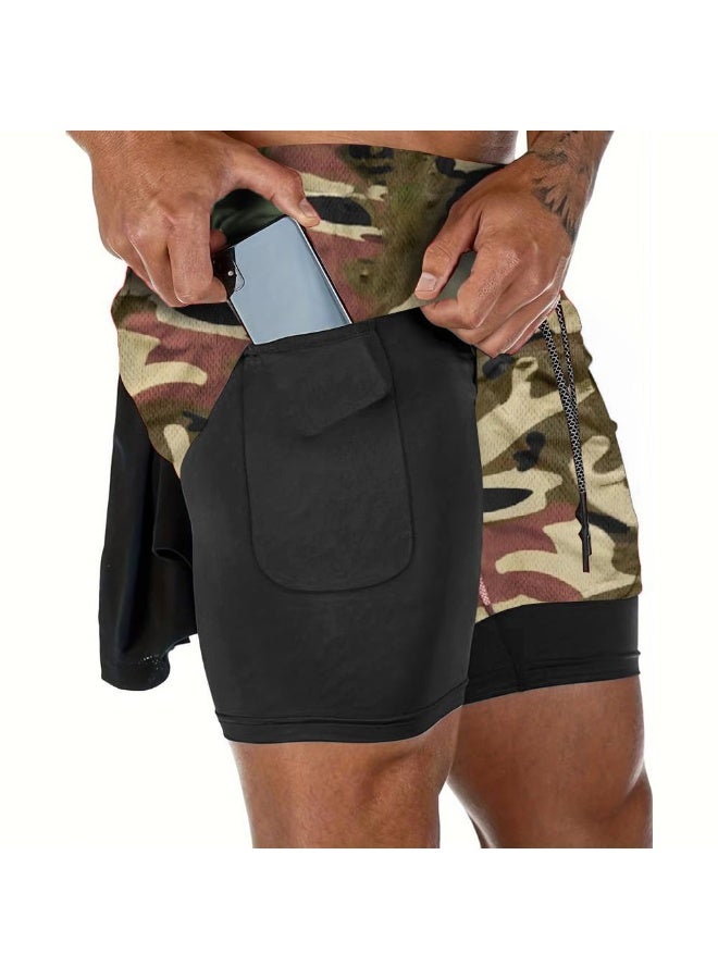 ناكسوس شورتات رياضية للرجال، شورتات رياضية للجري للرجال، شورتات رياضية برباط للرجال، شورتات رياضية فضفاضة بطبقتين وأربعة جيوب - Image 4